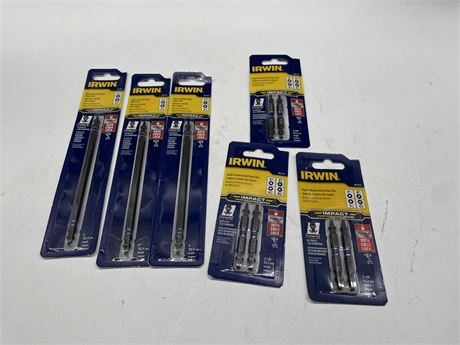6 SEALED IRWIN IMPACT DOUBLE-ENDED POWER BITS