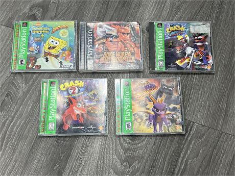 5 PS1 GAMES - SOME DAMAGE TO THE CASES