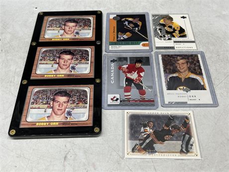 8 BOBBY ORR CARDS INCLUDING 3 ROOKIE REPRINTS