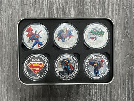 LOT OF 6 COLLECTABLE SUPERMAN ROUNDS