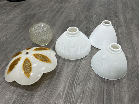 5 VINTAGE CEILING LIGHT SHADES/COVERS