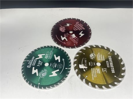3 NEW 7 1/4 CARBIDE TIPPED SAW BLADES