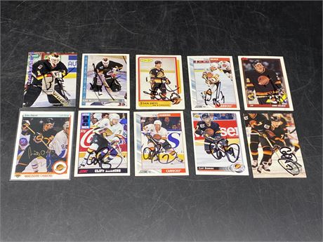 10 AUTOGRAPHED CANUCKS CARDS