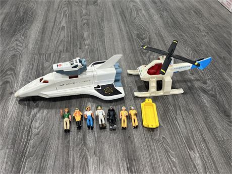VINTAGE FISHER PRICE TOYS / ACTION FIGURES - SPACESHIP IS 17” LONG