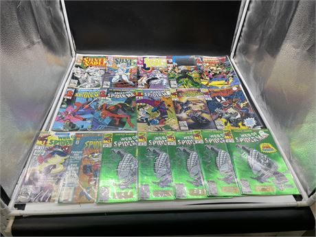 16 ASSORTED SPIDER-MAN COMICS INCL: AMAZING SPIDER-MAN, SILVER SABLE #1-4, ETC