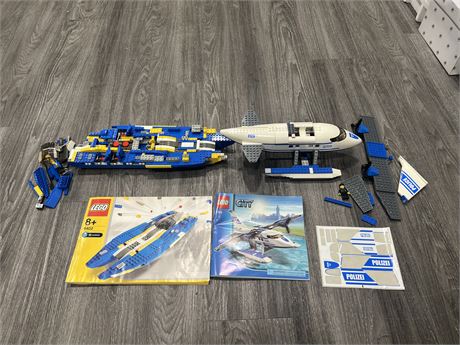 2 PARTIALLY BUILT LEGO SETS - BOAT / PLANE