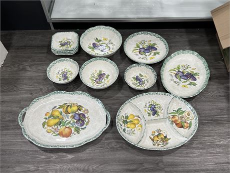 12PCS OF HIMARK MADE IN ITALY DISHWARE - LARGEST PLATE IS 23”x16”