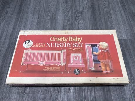 1962 MATEL CHATTY BABY NURSERY SET - APPEARS UNASSEMBLED & COMPLETE - RARE