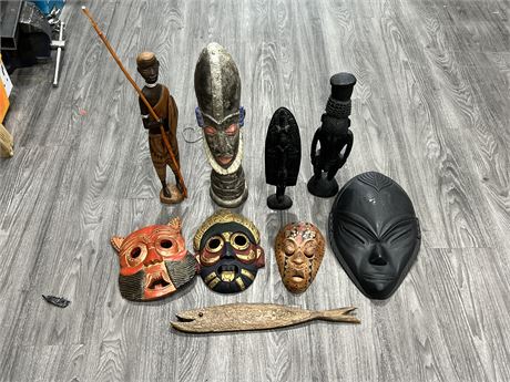 9 WOOD CARVED DECORATIONS