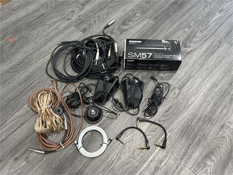 NEW IN BOX SHURE SM57 MICROPHONE + FOOT SWITCHES + CORDS & ECT