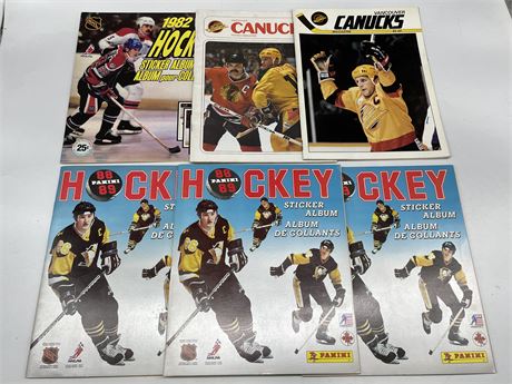 CANUCKS PROGRAMS / NHL STICKER BOOKS