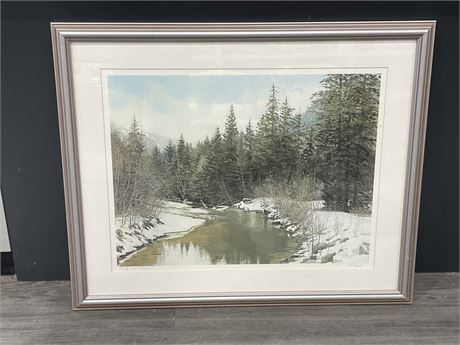 SIGNED FRAMED “ROCKY CREEK” BY PAUL RYAN 1990 NUMBERED 370/850 (33”x27”)