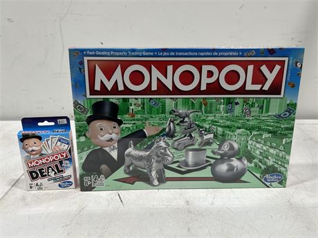 SEALED MONOPOLY BOARD GAME W/MONOPOLY DEAL SET