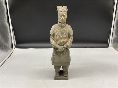 VINTAGE LARGE 15” TERRACOTTA CHINESE WARRIOR SIGNED