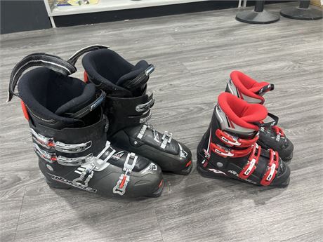 2 PAIRS OF SKI BOOTS -  SPECS IN PHOTOS