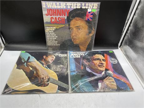 3 IMPORT JOHNNY CASH RECORDS - EXCELLENT (E)