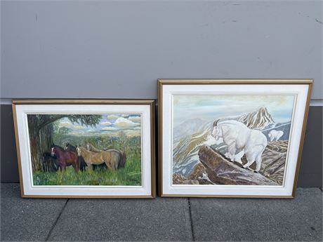 2 ORIGINAL OIL ON CANVAS PAINTINGS IN FRAME - SIGNED HEINZ SAUER - 43”x32”