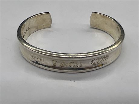 TIFFANY & CO 925 STERLING BANGLE (2.5” wide)