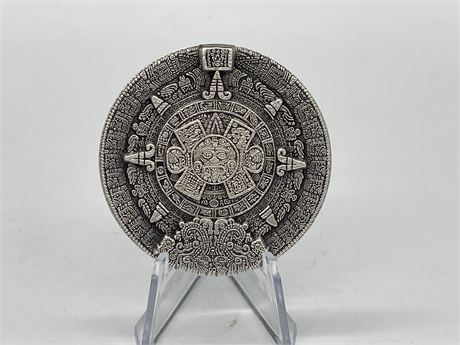 2.02 TORY OZ PURE SILVER .999 AZTEC ROUND