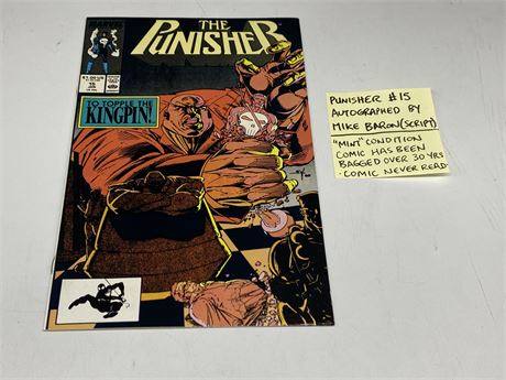 PUNISHER #15 AUTOGRAPHED BY MIKE BARON - MINT CONDITION