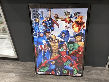 MARVEL HEROES POSTER IN FRAME (24”x36”)