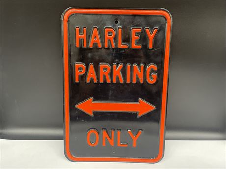 ENAMEL HARLEY DAVIDSON PARKING SIGN 18”x12”