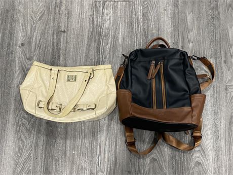 BROMEN LEATHER BACKPACK & ANNE KLEIN LEATHER PURSE