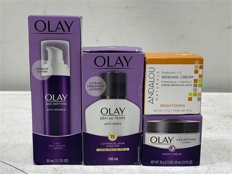 4 NEW OLAY + ANDALOU ANTI-AGING SKINCARE PRODUCTS
