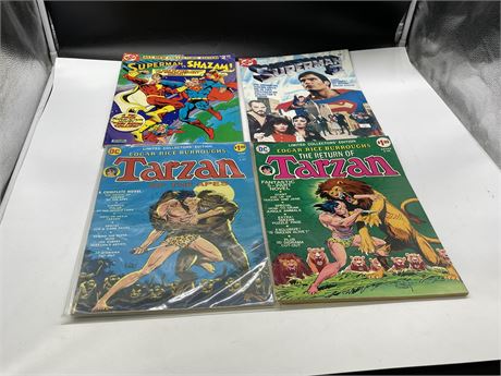 4 LIMITED COLLECTORS’ EDITION LARGE SUPERMAN & TARZAN COMICS