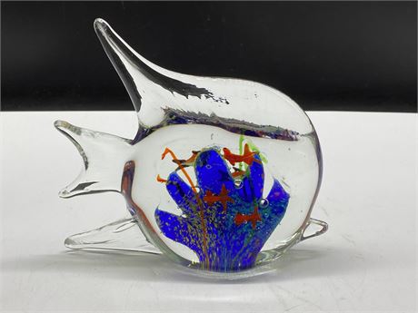 MURANO FISH ART GLASS PAPERWEIGHT (7”X7”)