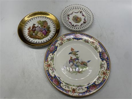 SHELLEY OLD SERVES, LIMOGES AND GERMANY PLATE 10”, 7 1/4” AND 6”