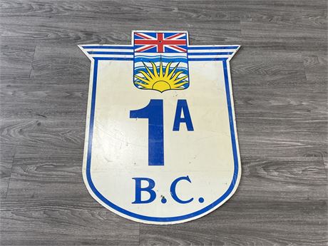 VINTAGE BC HIGHWAY 1A HEAVY METAL SIGN - 35”x30”