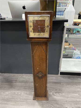 ANTIQUE GERMAN FOREIGN FREE STANDING SILENT CHIME CLOCK - 46”x9”x6”