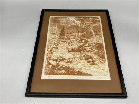 SIGNED & NUMBERED ETCHING BY CDN ARTIST T.VARRO OF CULTUS LAKE (13”x17”)