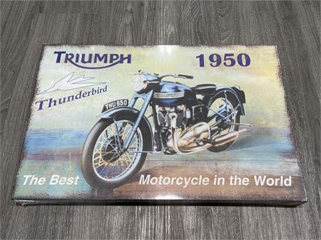 NEW IN SEAL TRIUMPH MOTORCYCLE PRINT ON CANVAS - 24”x16”