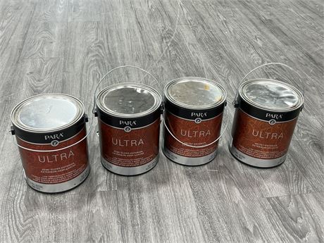4 CANS OF PARA WHITE PAINT SEMI GLOSS