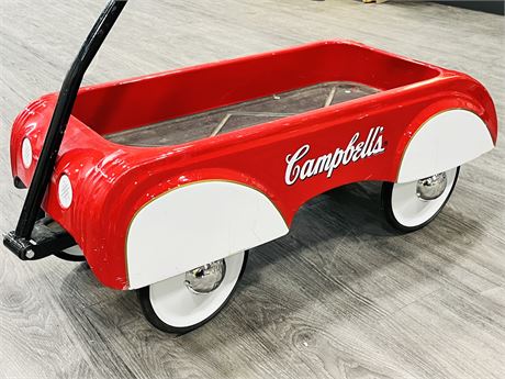 VINTAGE CAMPBELL'S SOUP METAL WAGON (35” LONG)