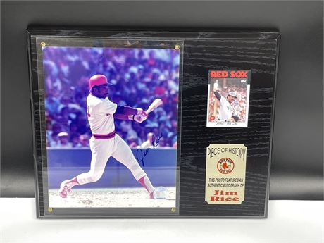 FRAMED JIM RICE AUTOGRAPHED PHOTO 12”x15”
