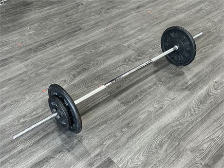 BARBELL WITH WEIGHTS - 66LBS OF WEIGHTS (30 KG)