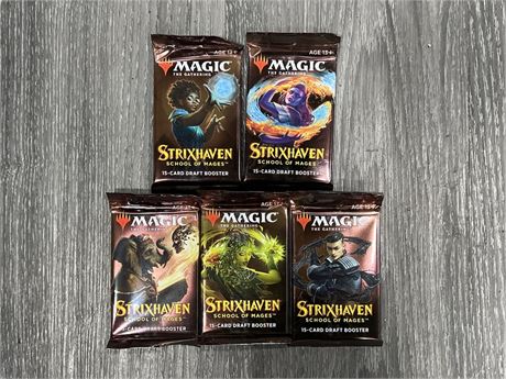 5 SEALED MAGIC THE GATHERING - STRIXHAVEN SCHOOL OF MAGES BOOSTER PACKS