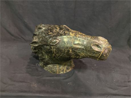 HAND CARVED SERPENTINE HORSE HEAD (20” Long)