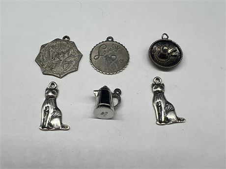 6 STERLING CHARMS