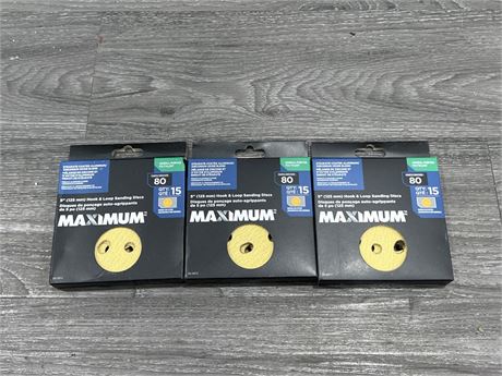 3 NEW PACKS OF MAXIMUM LOOP SANDING DISCS - SPECS IN PHOTOS