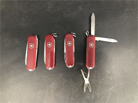4 SMALL VICTORINOX SWISS ARMY KNIFES