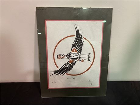 SOARING EAGLE PICTURE (13”X10”) small crack in corner of glass