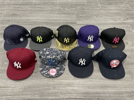 LOT OF 9 NEW YORK YANKEES HATS