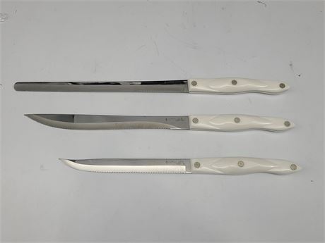 3 WHITE CUTCO KNIVES