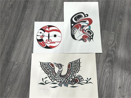 3 SIGNED/NUMBERED INDIGENOUS ART PRINTS - ARTISTS IN PHOTOS