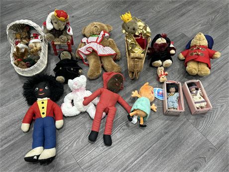 COLLECTABLES/VINTAGE LOT - BEARS AND STUFFED ANIMALS - MOSTLY VINTAGE