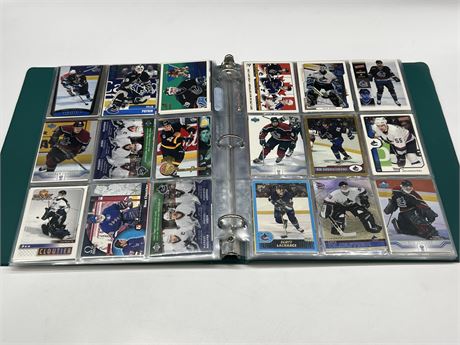BINDER OF CANUCKS CARDS - APPROX 110